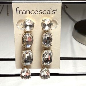 Francesca's Collections Silver Dangle Earrings with Crystal Accents